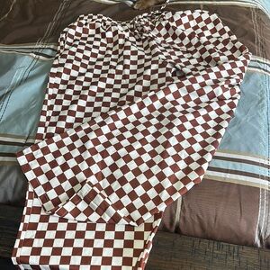 SHEIN Brown and White Checkered Pants